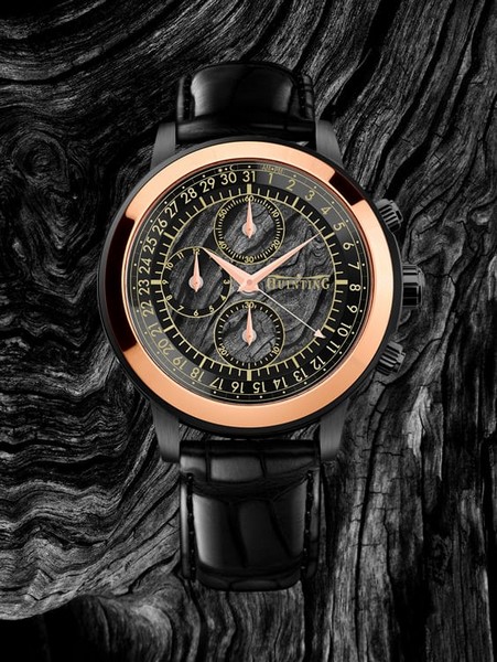 Chronographe transparent noir or rose