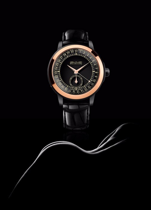 Montre mystérieuse de prestige Quardinal noire - or rose